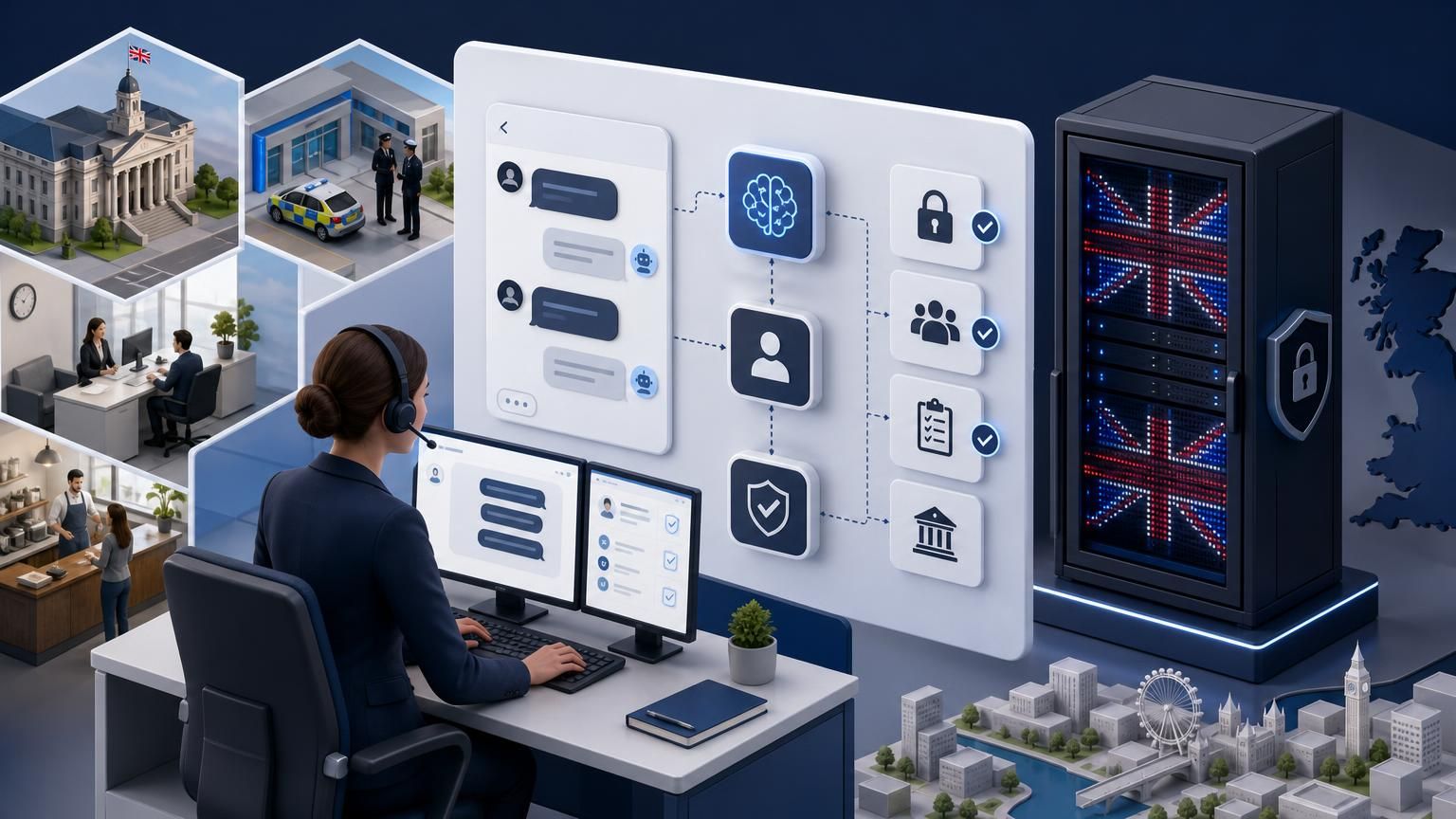 Compliance-first chat onboarding UX for UK public sector and regulated organisations using hybrid AI