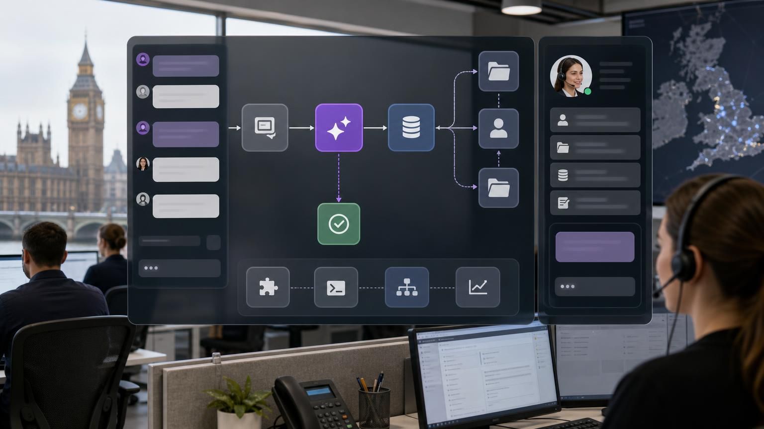 Composable hybrid AI live chat patterns for integrating with legacy UK case and CRM systems