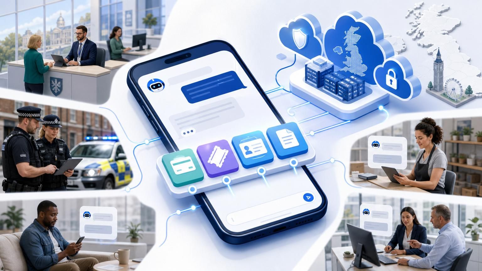 Composable hybrid AI live chat as an in-chat micro‑app layer to replace siloed portals in UK public and regulated services