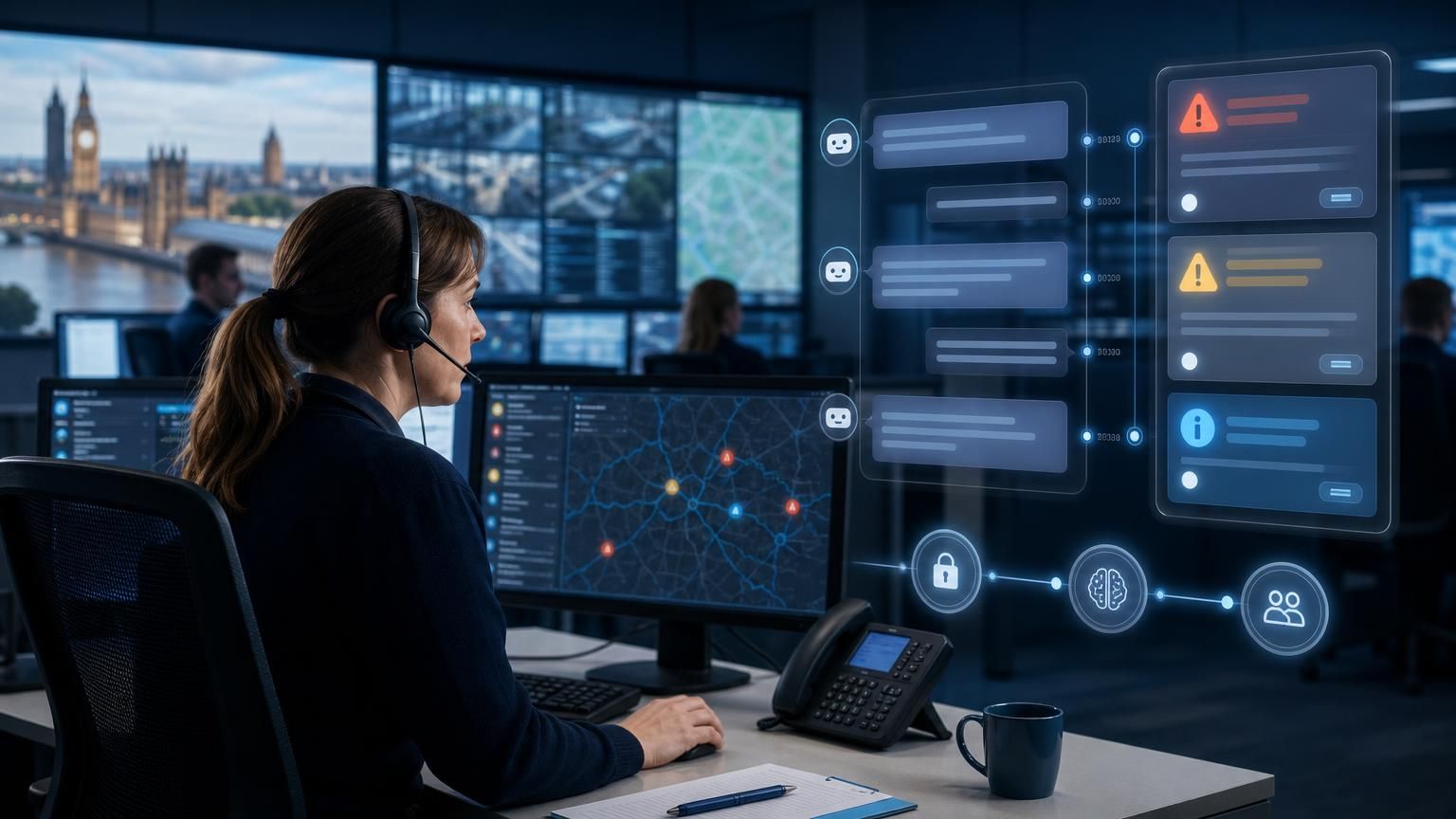 Turning live chat into a UK-hosted 'Digital Duty Officer' that triages incidents, preserves evidence, and hands off governed cases using RAG-backed hybrid AI workflows.