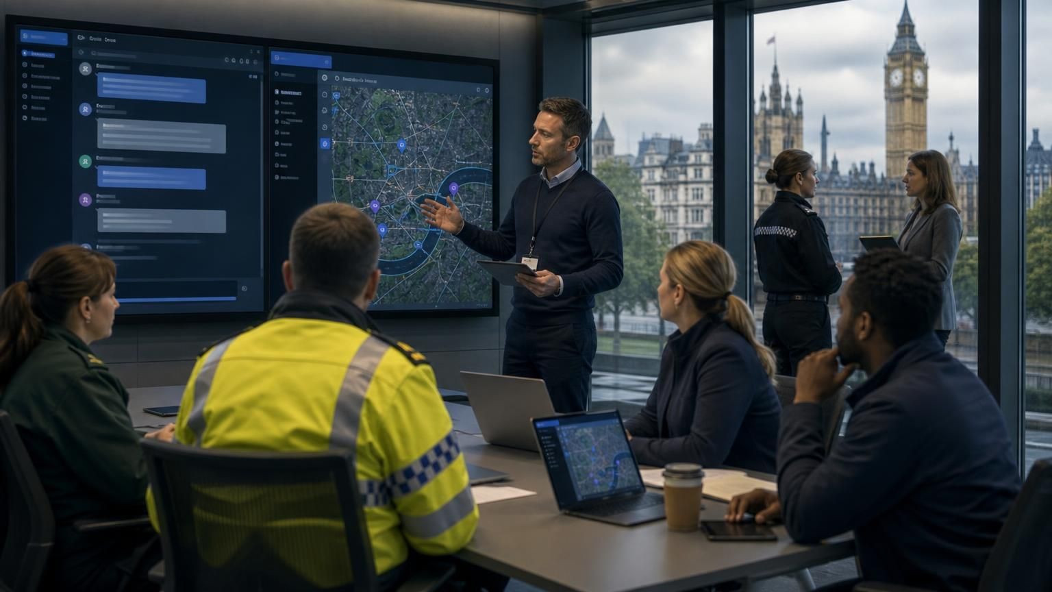 Using UK-hosted hybrid AI live chat as a secure, audit-ready coordination layer for multi-agency incident response (police, councils, housing, NHS partners).