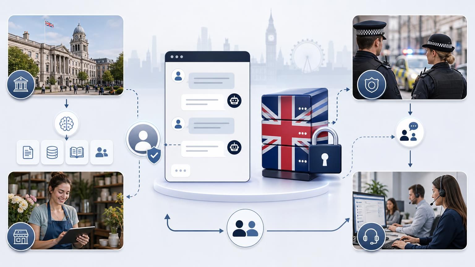 Identity-first hybrid AI live chat: secure, UK-hosted verification and handoff for councils, police and regulated teams