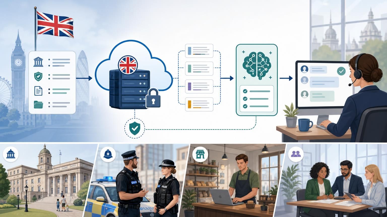 Local-first hybrid AI live chat: UK-hosted RAG + human-in-loop for regulated services
