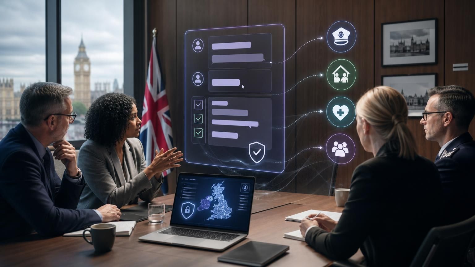 Using hybrid RAG-backed live chat to coordinate multi-agency UK public service workflows with auditable consent and UK-hosted data controls