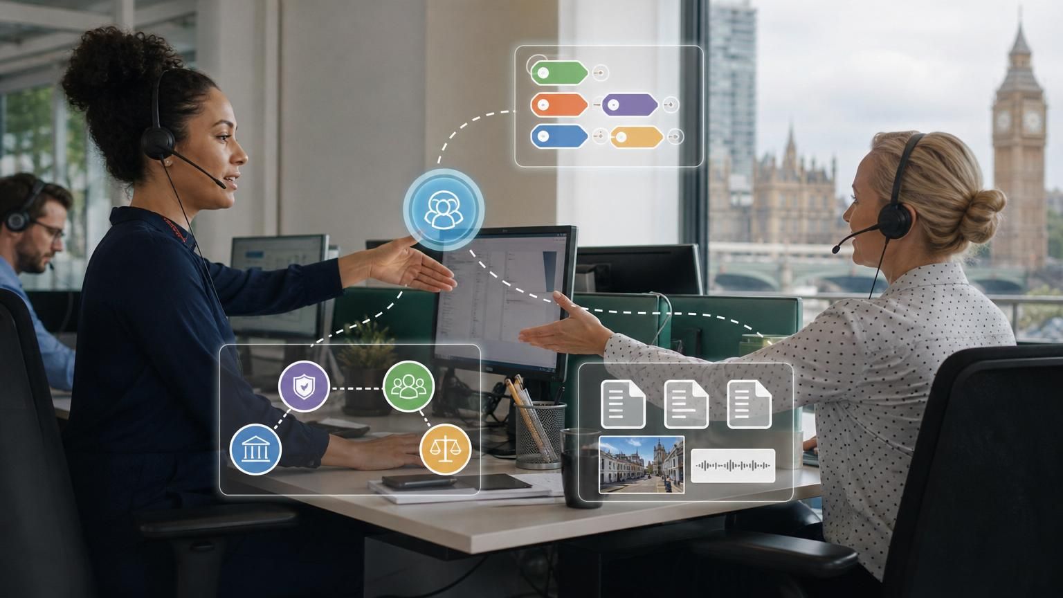 Using hybrid AI live chat as an orchestration layer to coordinate multi-agency UK public-sector and regulated case workflows while preserving UK hosting and auditability.