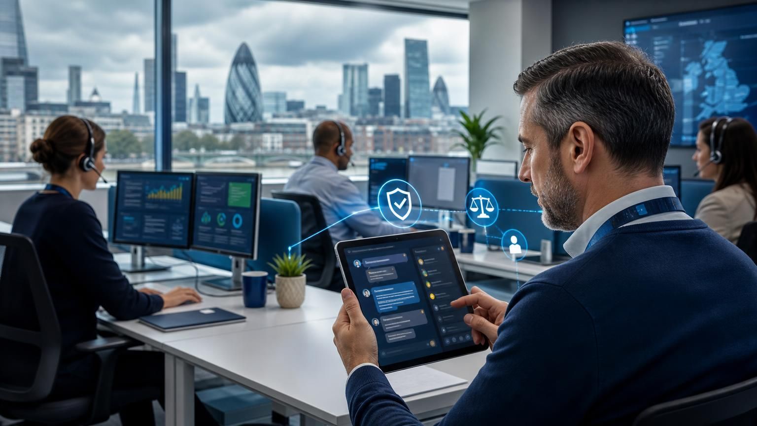 Policy-aware, UK-hosted hybrid AI live chat that enforces real-time regulatory rules and auditable handovers for councils, police and regulated teams.