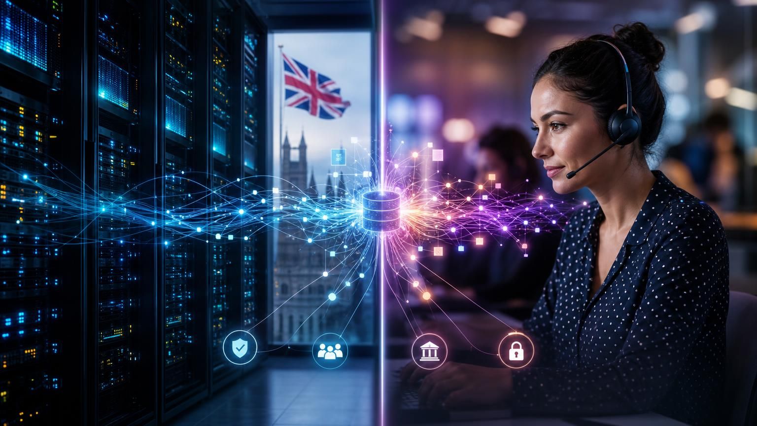 Policy-aware, UK-hosted hybrid AI live chat that enforces real-time regulatory rules and auditable handovers for councils, police and regulated teams.