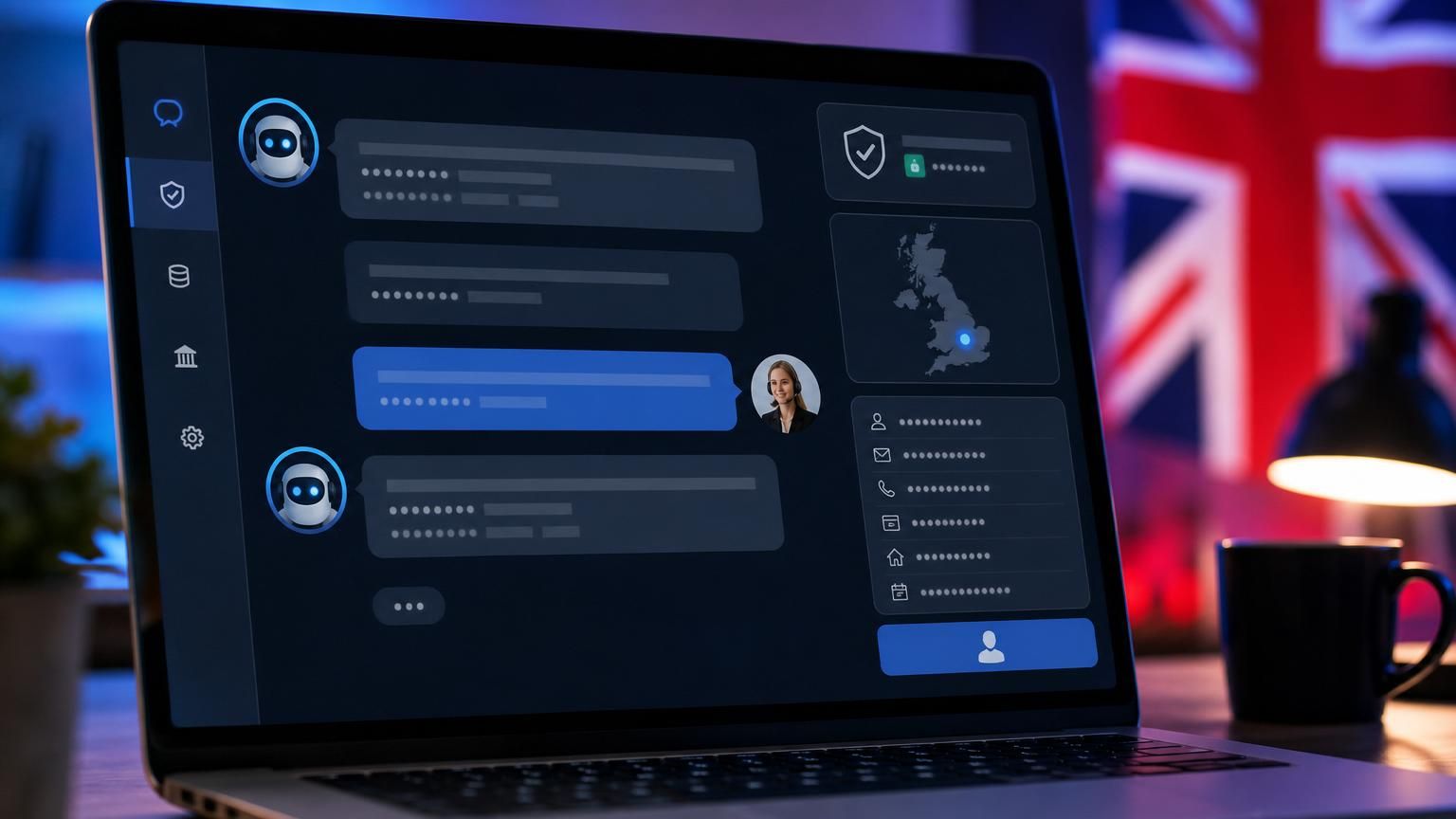 Risk-aware hybrid AI middleware that enforces data residency, PII redaction and jurisdictional routing inside UK-hosted live chat