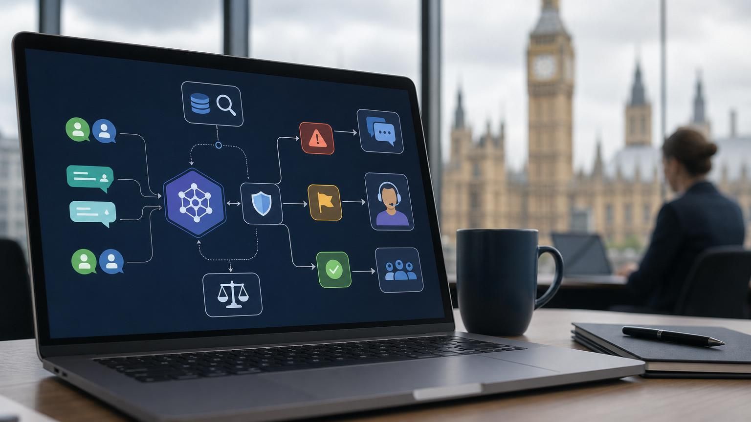 Risk-aware routing: routing live chat by regulatory and data-risk to protect UK public and regulated services